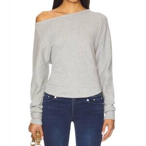 NEW FREE PEOPLE jess long sleeve top in heather grey